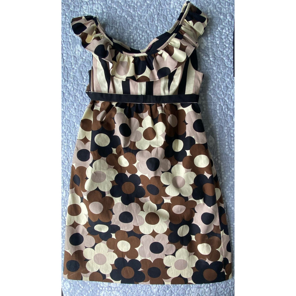 Betsey Johnson Dress Vintage Mod Flower 90s does 60s Cotton Spandex Lined Size 8 - Picture 13 of 15